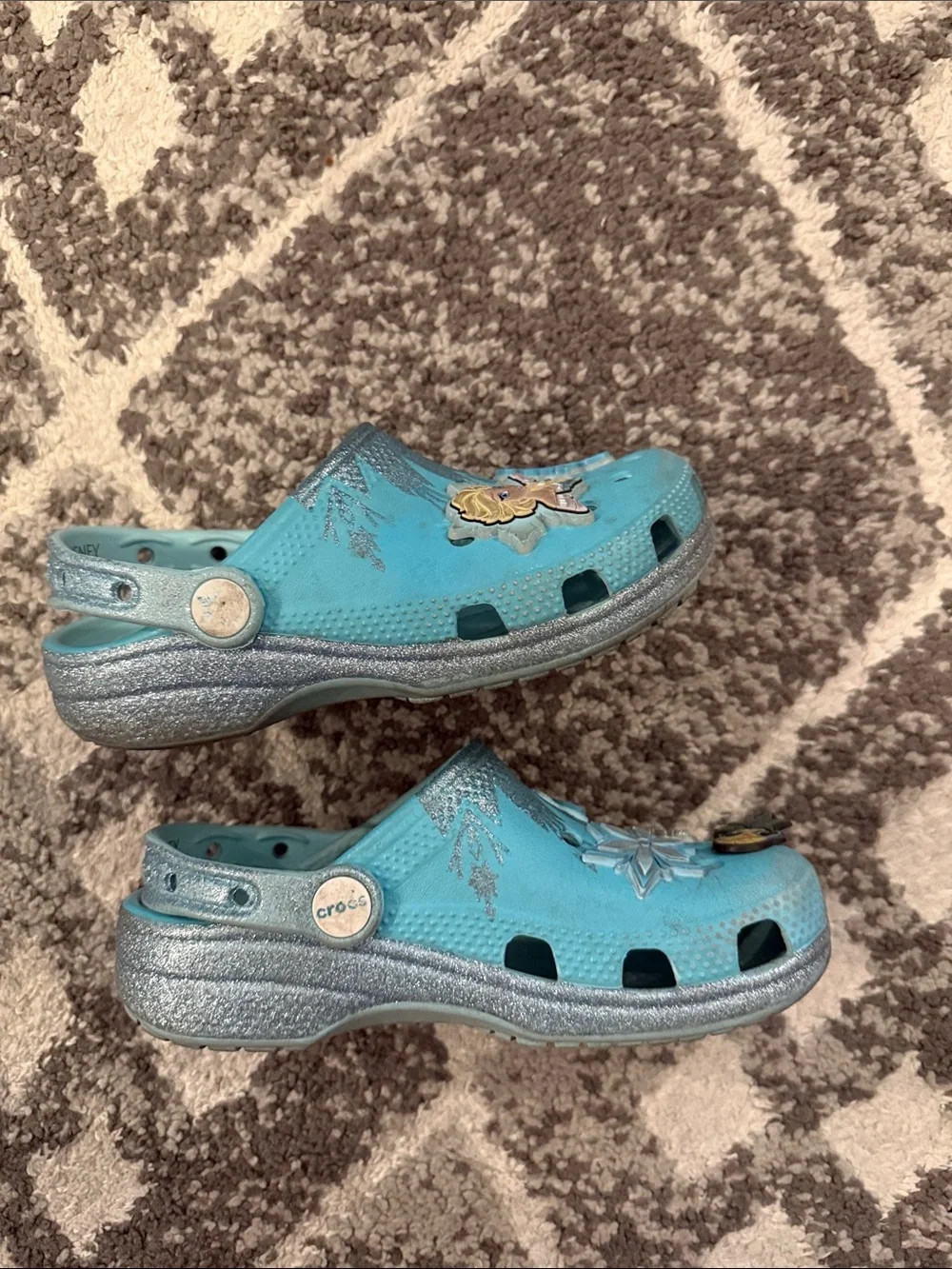 CROCS Kids' Light Blue Frozen Slip-On Clogs with Charm Accents
